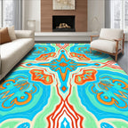 Symmetric Psychedelic Bloom Pattern Rug