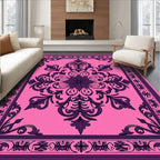 Ornate Floral Damask Pink Purple Rug