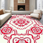 Intricate Red Floral Medallion Design Rug