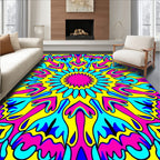 Vibrant Neon Psychedelic Mandala Rug