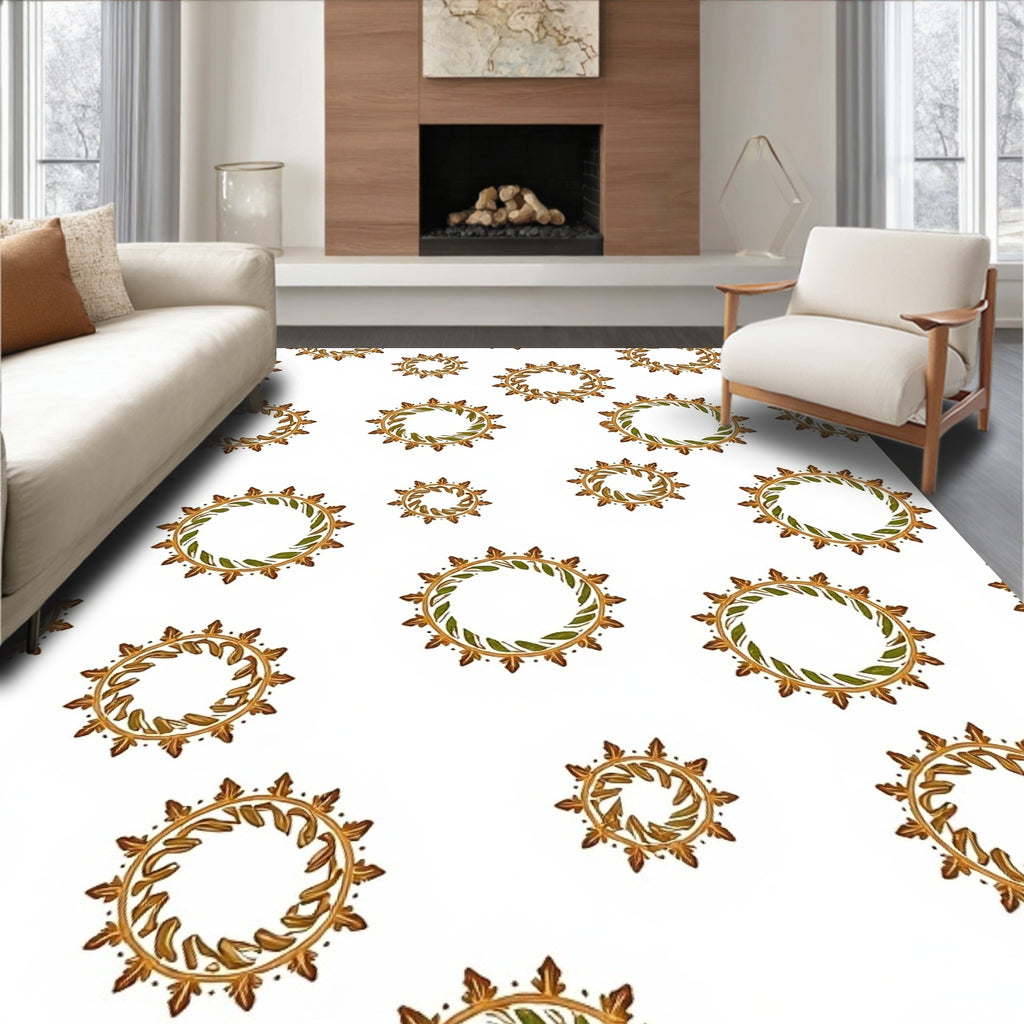 Golden Laurel Wreath Medallions Rug