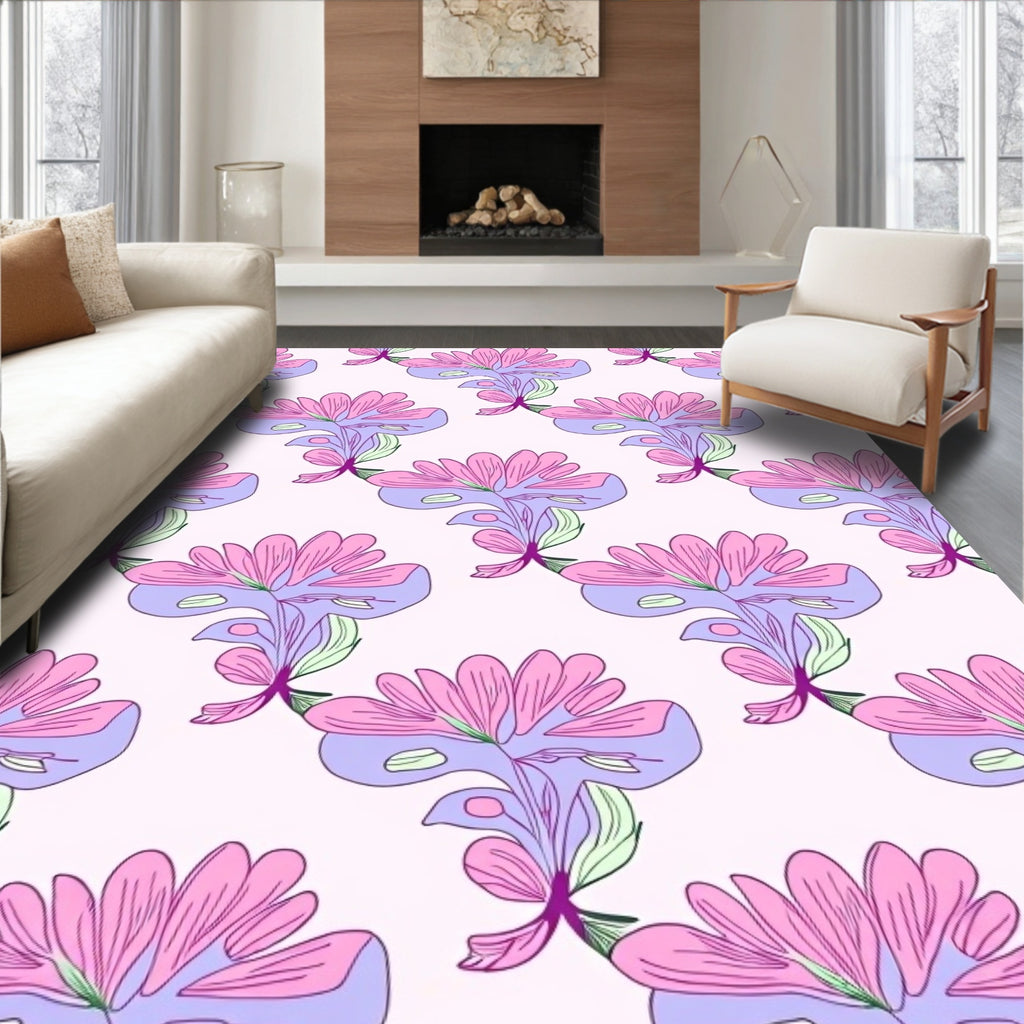 Pastel Floral Repeating Pattern Design Rug
