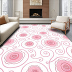 Pink Roses Swirls Design Rug