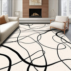 Abstract Black Swirls Pattern Rug