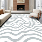 Abstract Grey Stripe Pattern Rug