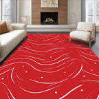 Abstract Swirls Dots Red Design Rug