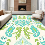 Eclectic Teal Green Floral Pattern Rug