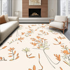 Orange Blossom Line Art Pattern Rug