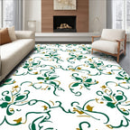 Emerald Green Floral Swirl Pattern Rug