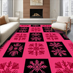 Red Snowflake Geometric Pattern Rug