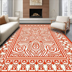 Red Ivory Intricate Border Design Rug
