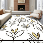 Line Art Botanical Leaf Pattern Rug