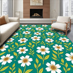 White Daisy Floral Pattern Rug