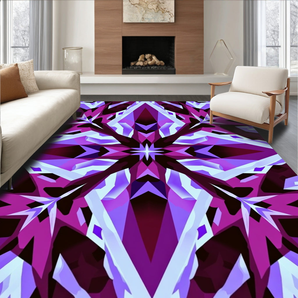Purple Geometric Starburst Pattern Rug