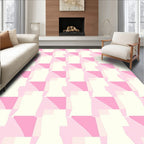 Pink Neutral Geometric Abstract Pattern Rug