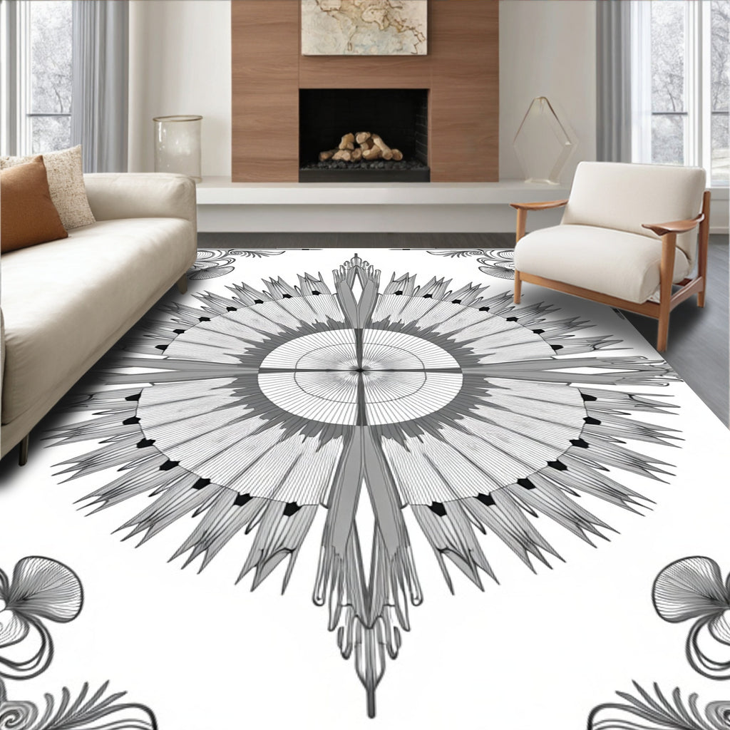Symmetrical Radial Starburst Pattern Rug