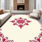 Red Floral Scroll Inspired Centerpiece Rug