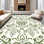 Green Floral Damask Pattern Rug