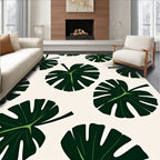 Dark Green Tropical Monstera Leaves Rug