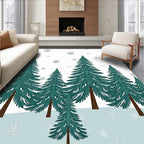 Winter Forest Snowflake Pattern Rug