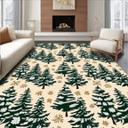Vintage Pine Frosted Trees Pattern Rug