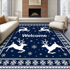 Winter Deer Snowflake Welcome Design Rug