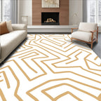 Abstract Interlocking Beige Pattern Rug