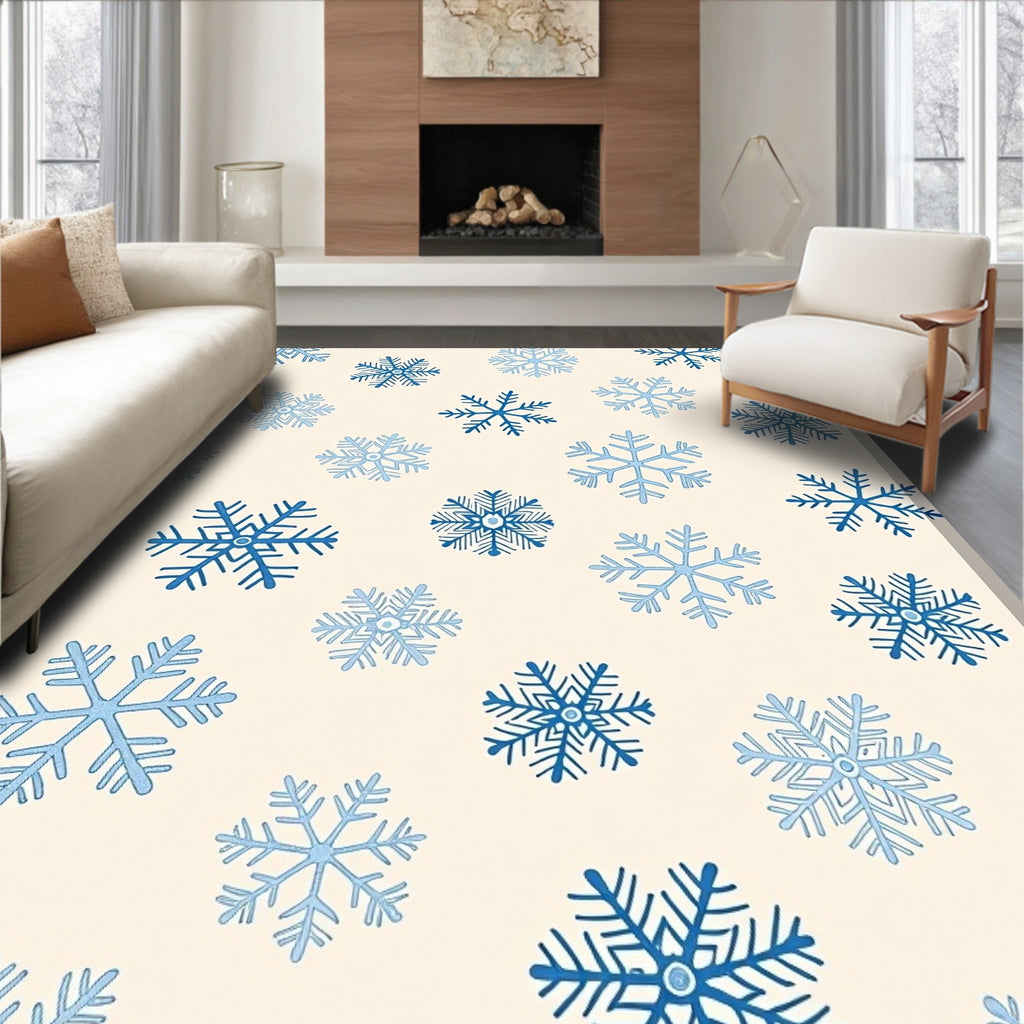 Winter Snowflake Pattern Print Rug