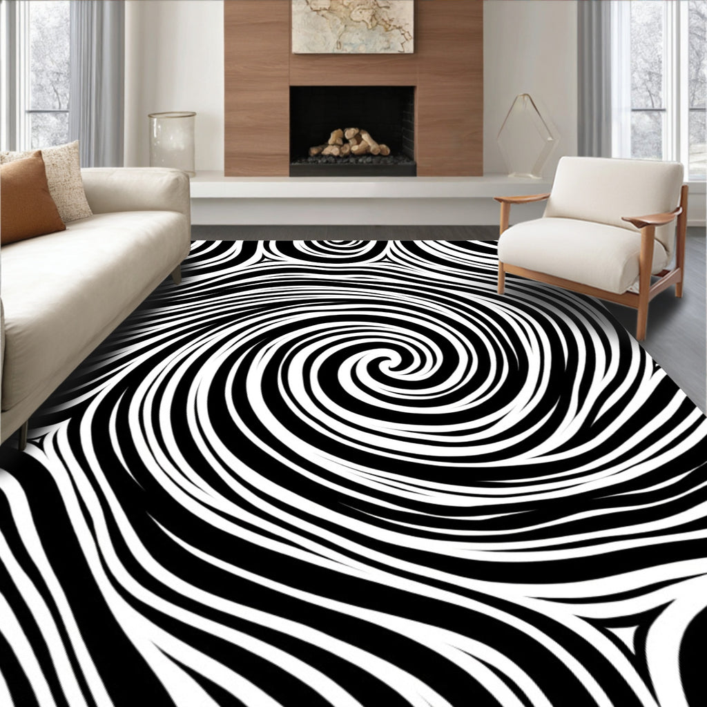 Abstract Swirl Line Pattern Rug
