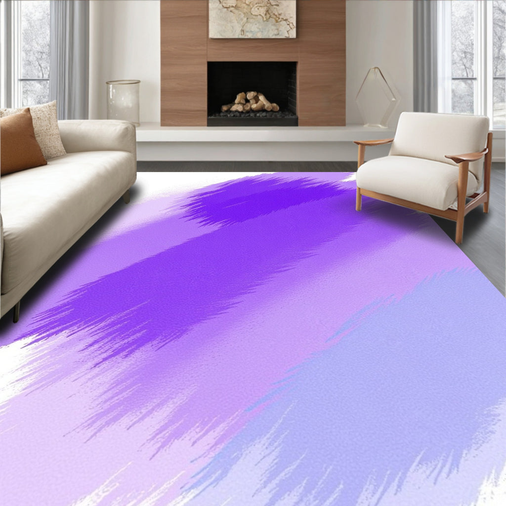 Purple Brushstroke Abstract Pattern Rug