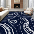 Abstract Swirls Cobalt Contrast Rug