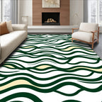Dark Green Wavy Stripe Pattern Rug