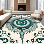Radiant Sunburst Scrollwork Design Rug