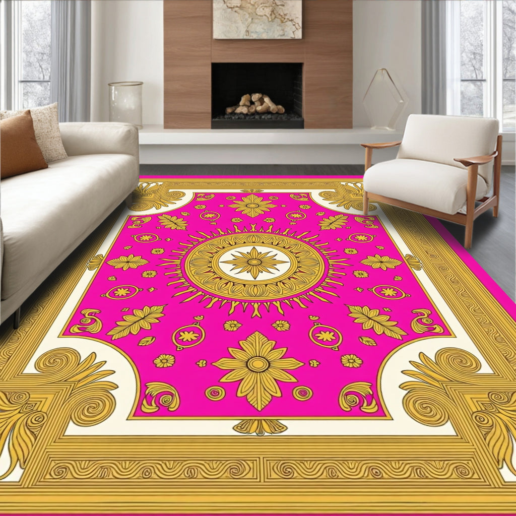 Ornate Floral Sunburst Charm Design Rug