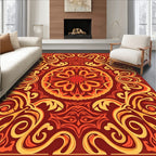 Rich Red Gold Swirl Mandala Rug