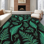 Emerald Green Feather Fern Pattern Rug