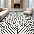 Modern Black White Geometric Design Rug