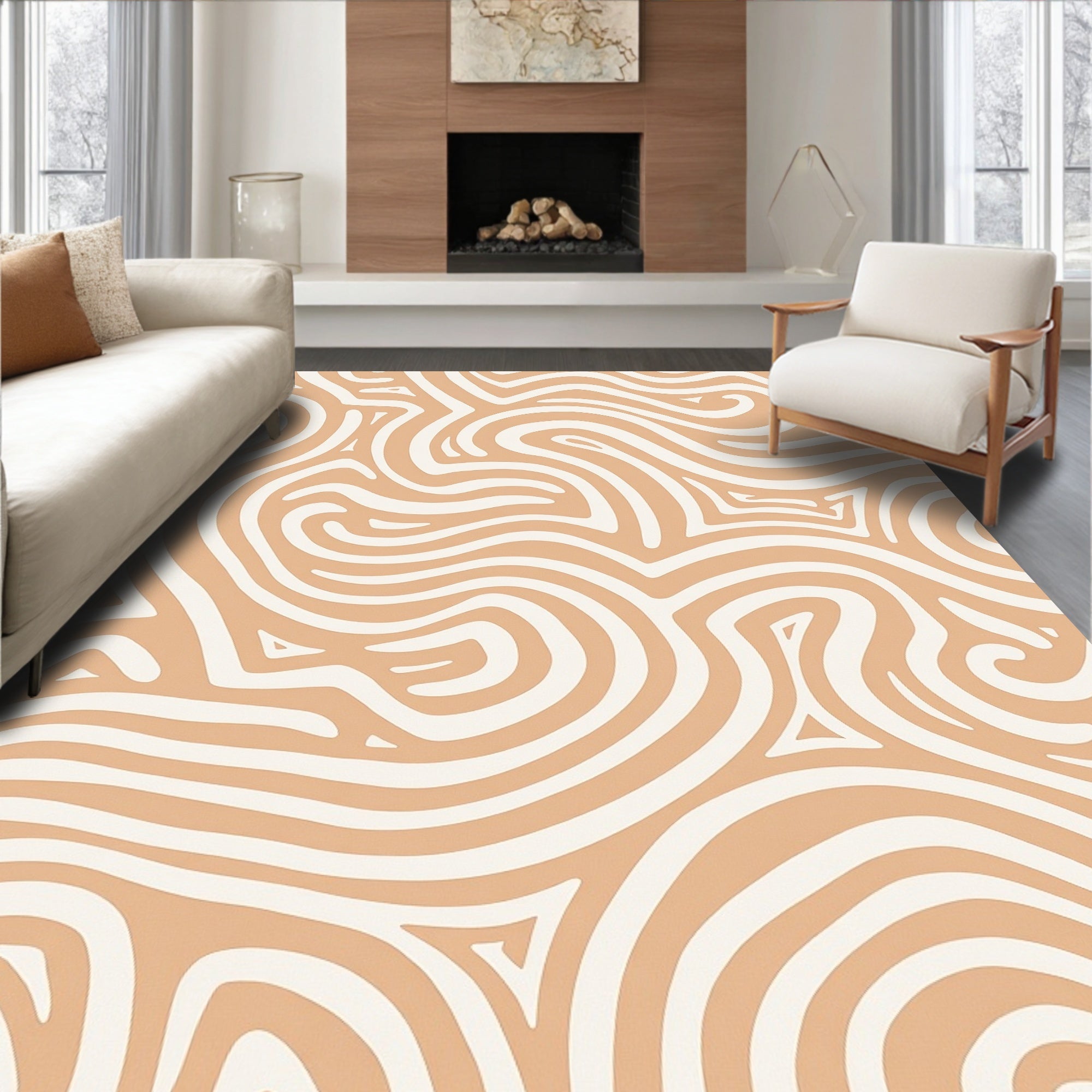 Natural Organic Swirls Cream Rug