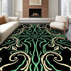 Art Nouveau Emerald Swirls Cream Rug
