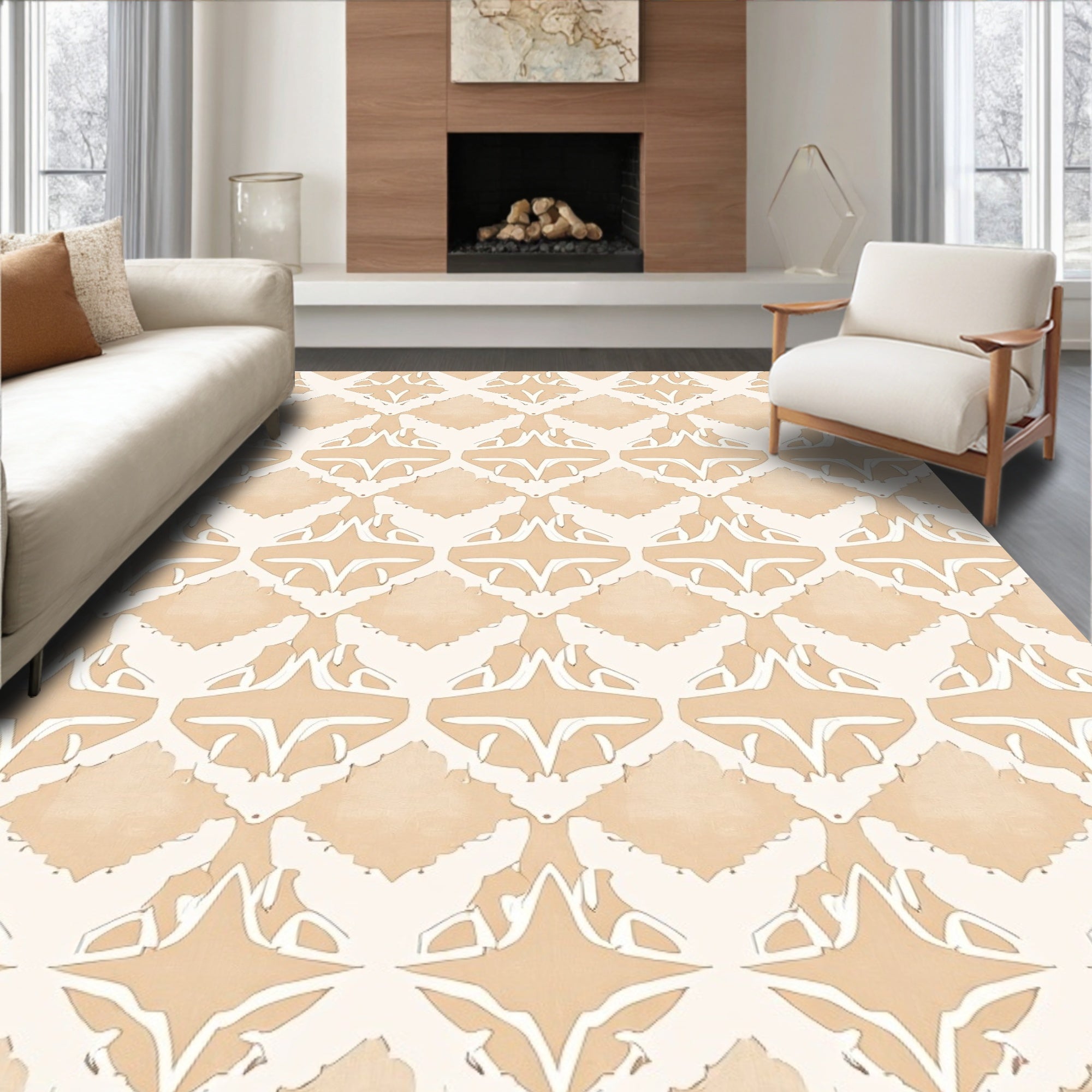 Neutral Diamond Lace Composition Rug