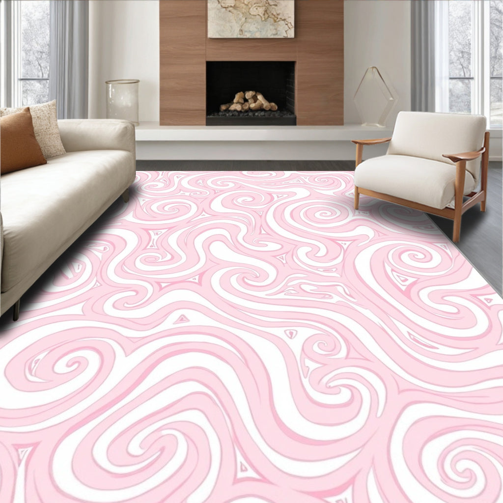 Soft Pink Swirl Harmony Abstract Rug