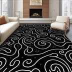 Abstract Swirls and Lines Pattern Rug