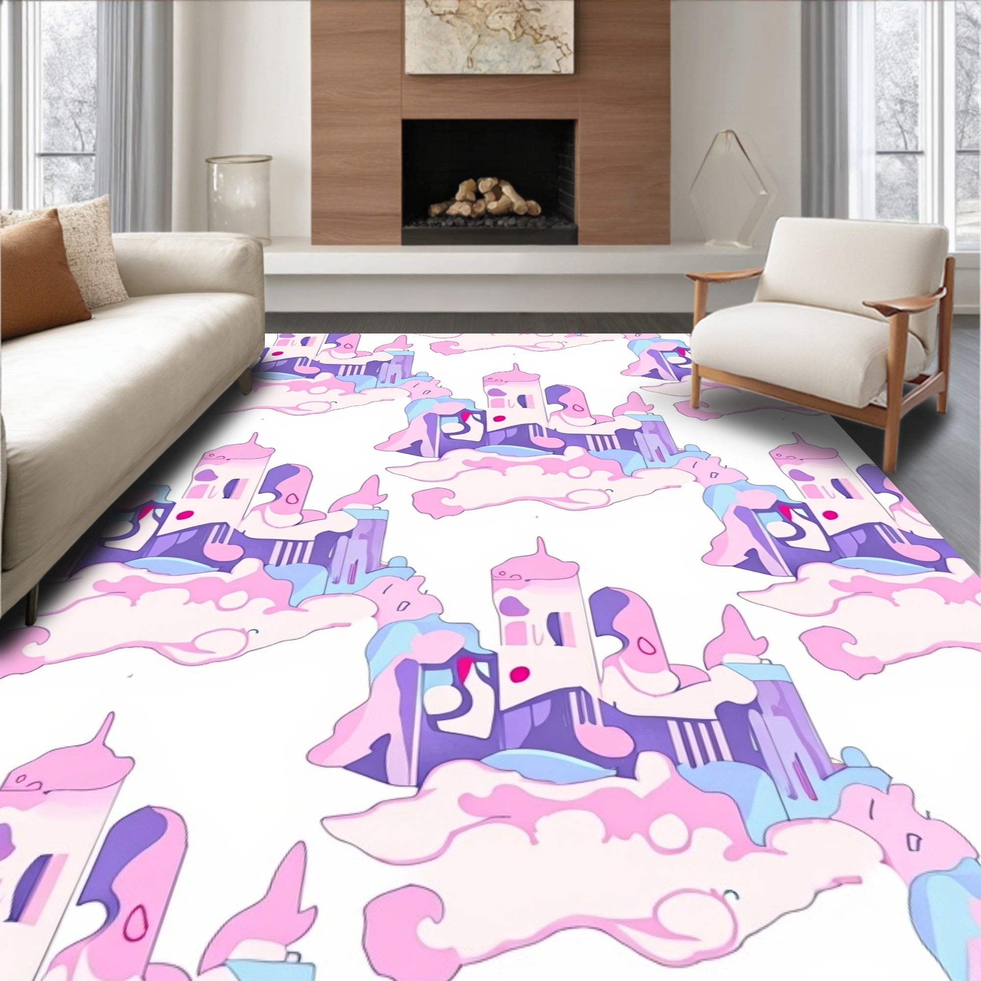 Dreamy Cloud Castle Pattern Rug