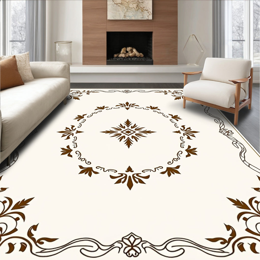Classic Floral Decorative Scrollwork Design Rug