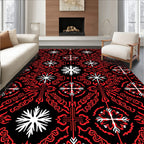 Bold Red White Geometric Pattern Rug