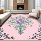 Floral Vine Scrollwork Pastel Rug