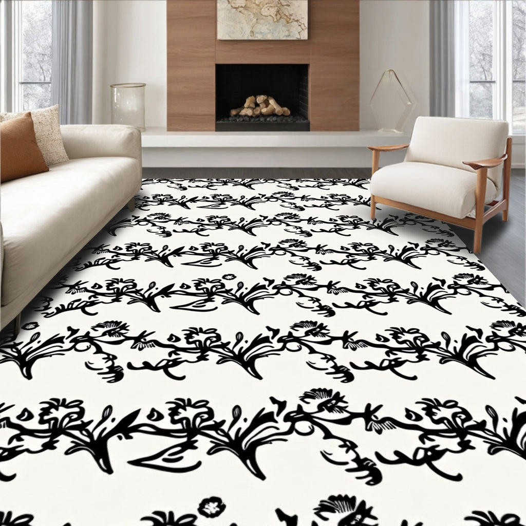Delicate Floral Vine Pattern Rug