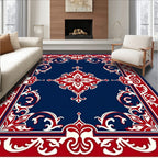 Elegant Red And White Floral Design Rug