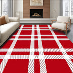 Classic Red Plaid Pattern Design Rug