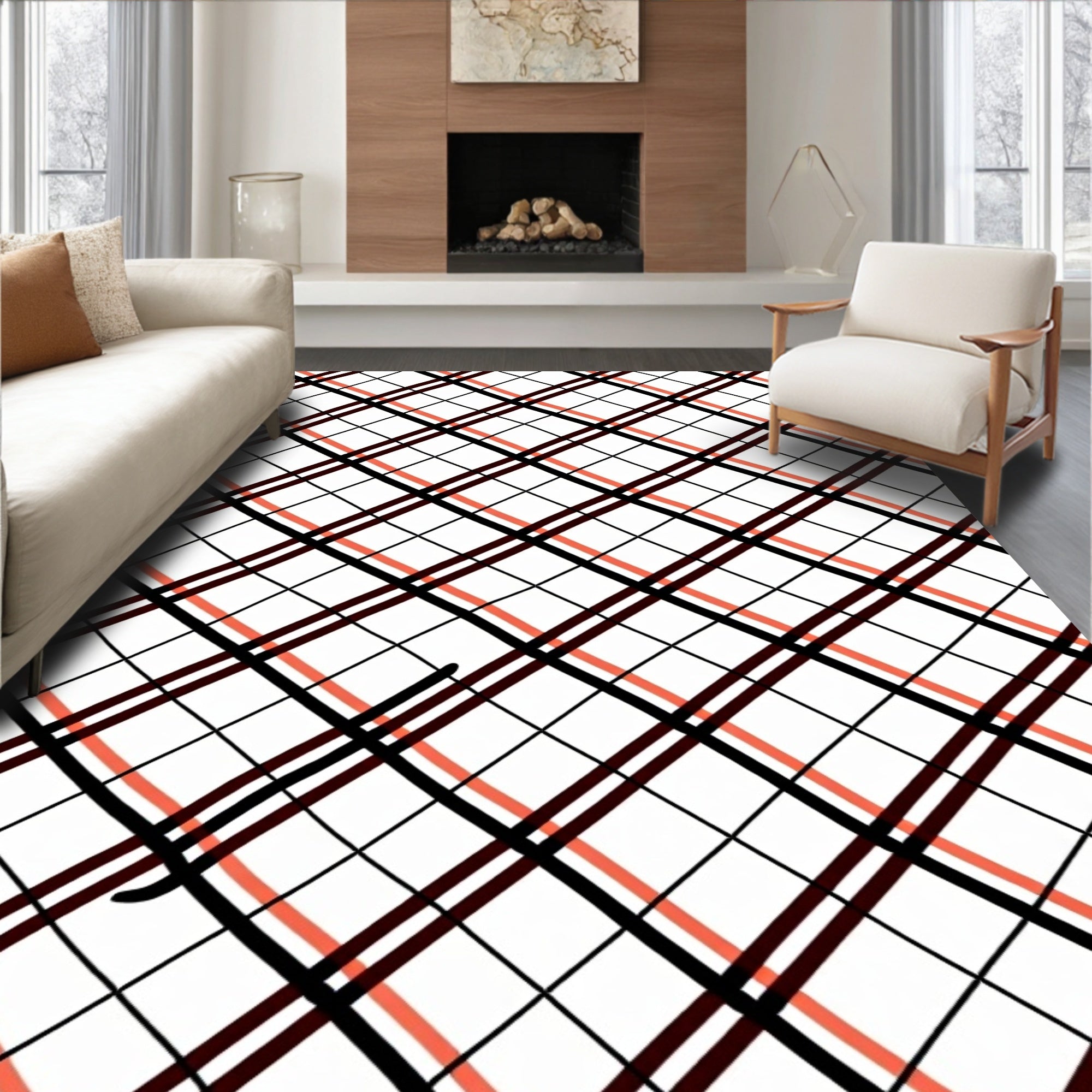 Diagonal Grid Pattern Rug